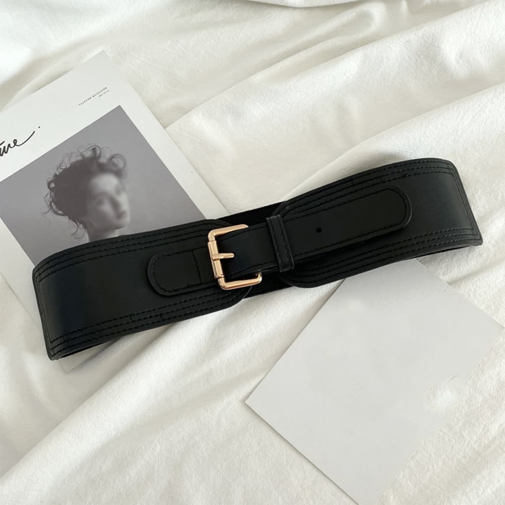 ベルト レディース ゴムベルト 幅広ゴムベルト レディース 高級感バックル