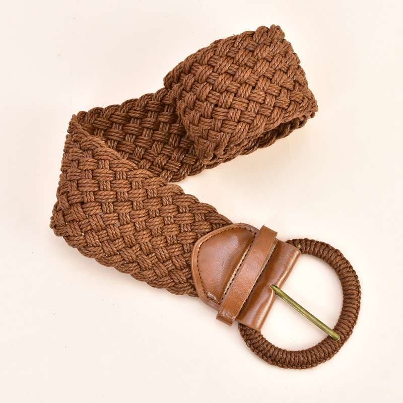 ベルト レディース メッシュベルト 編み込みウエストマーク