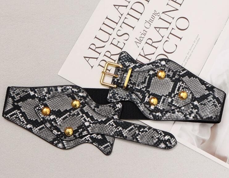 レディース ベルト レディース レザーベルト 幅広 金具装飾 伸縮性 女性用