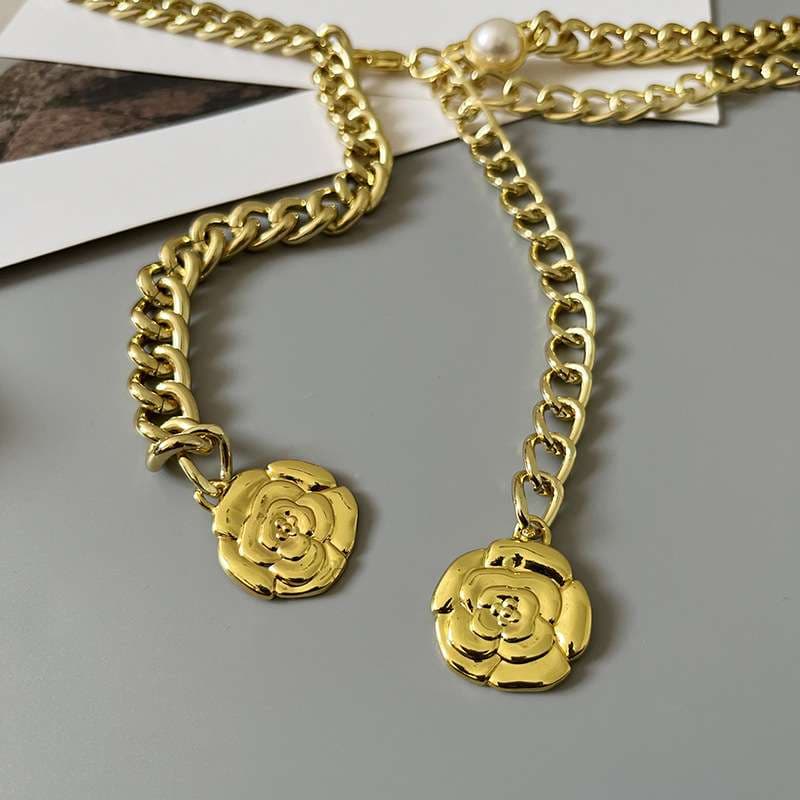 ベルト レディース チェーンベルト 薔薇モチーフチェーンウエストベルト