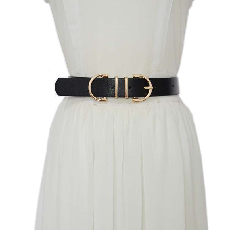 ベルト レディース レザーベルト 馬蹄型バックル付きレザーベルト