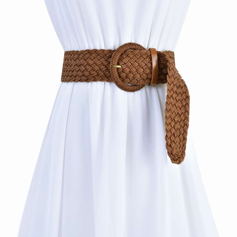 ベルト レディース メッシュベルト 編み込みウエストマーク