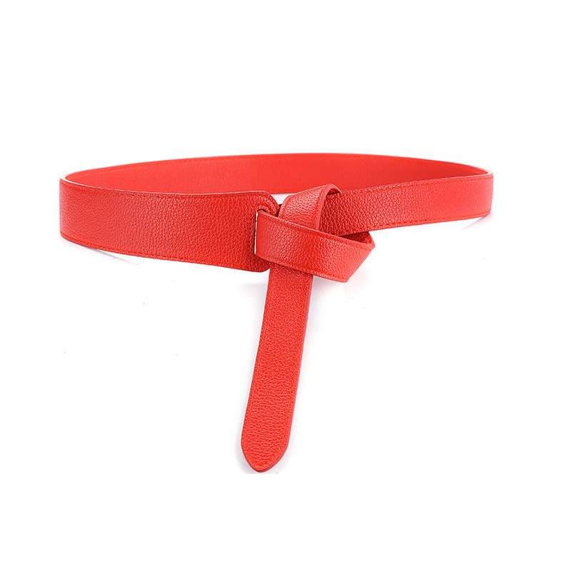 ベルト レディース レザーベルト シンプルなノットデザイン細身ベルト