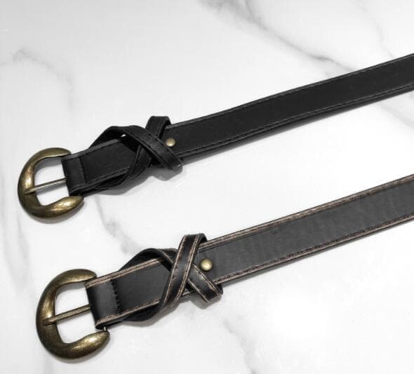 レディース ベルト レディース 合皮レザーベルト ヴィンテージ風バックル