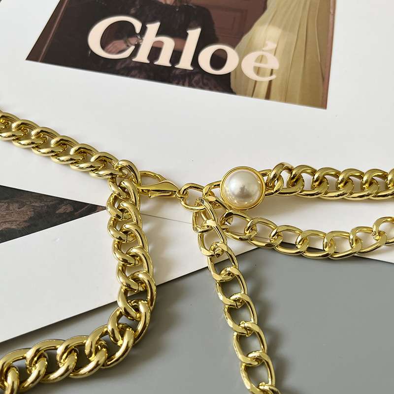 ベルト レディース チェーンベルト 薔薇モチーフチェーンウエストベルト