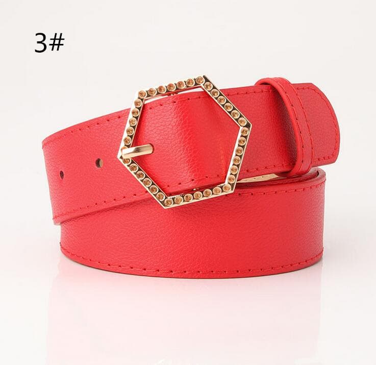 レディース ベルト 六角形バックル レディース レザーベルト ウエストマーク