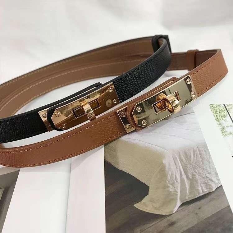 ベルト レディース レザーベルト 洗練された細身金具レザーベルト