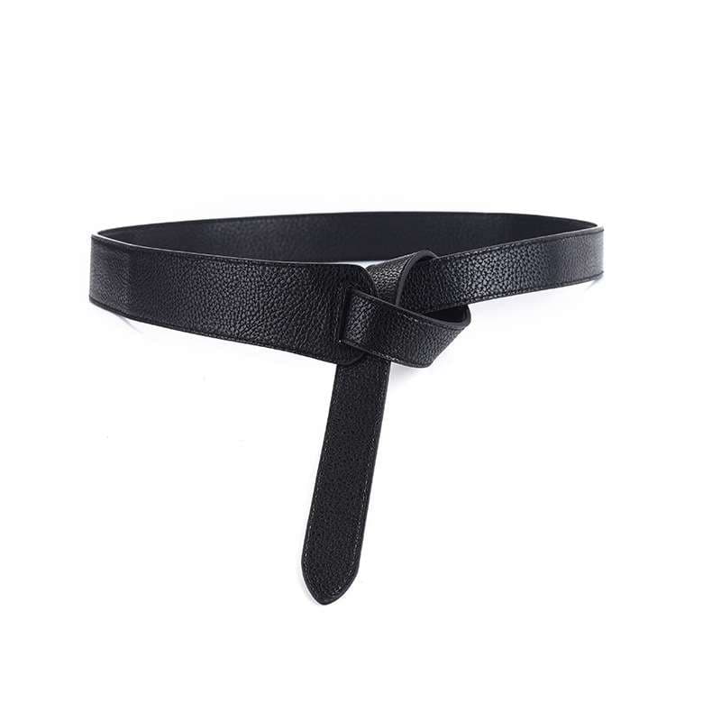 ベルト レディース レザーベルト シンプルなノットデザイン細身ベルト