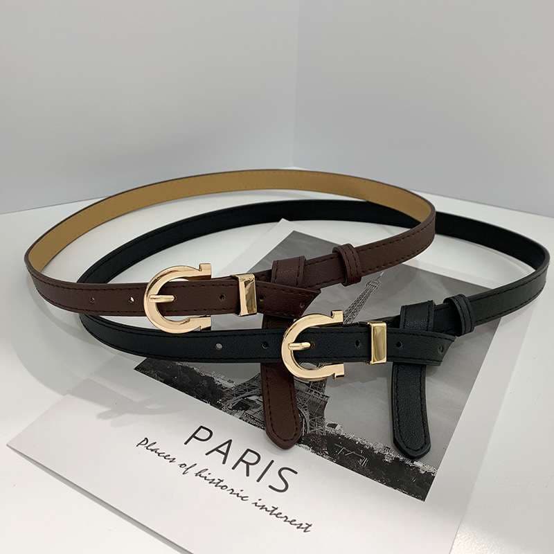 ベルト レディース レザーベルト シンプル細身レザーベルト