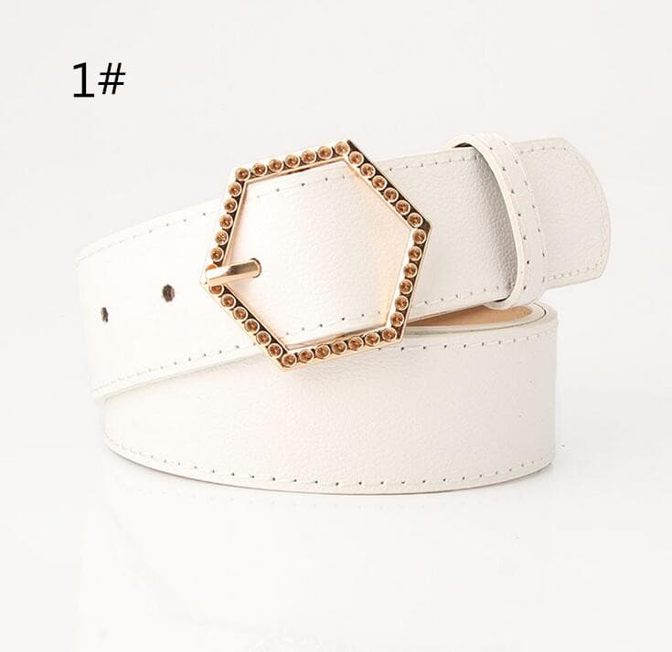 レディース ベルト 六角形バックル レディース レザーベルト ウエストマーク