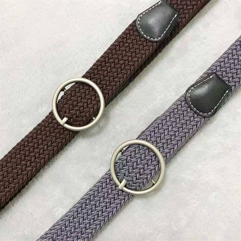 ベルト レディース メッシュベルト シンプル丸バックル編み込みベルト