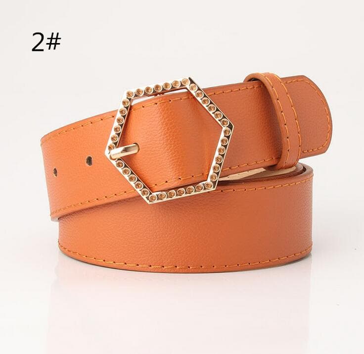 レディース ベルト 六角形バックル レディース レザーベルト ウエストマーク
