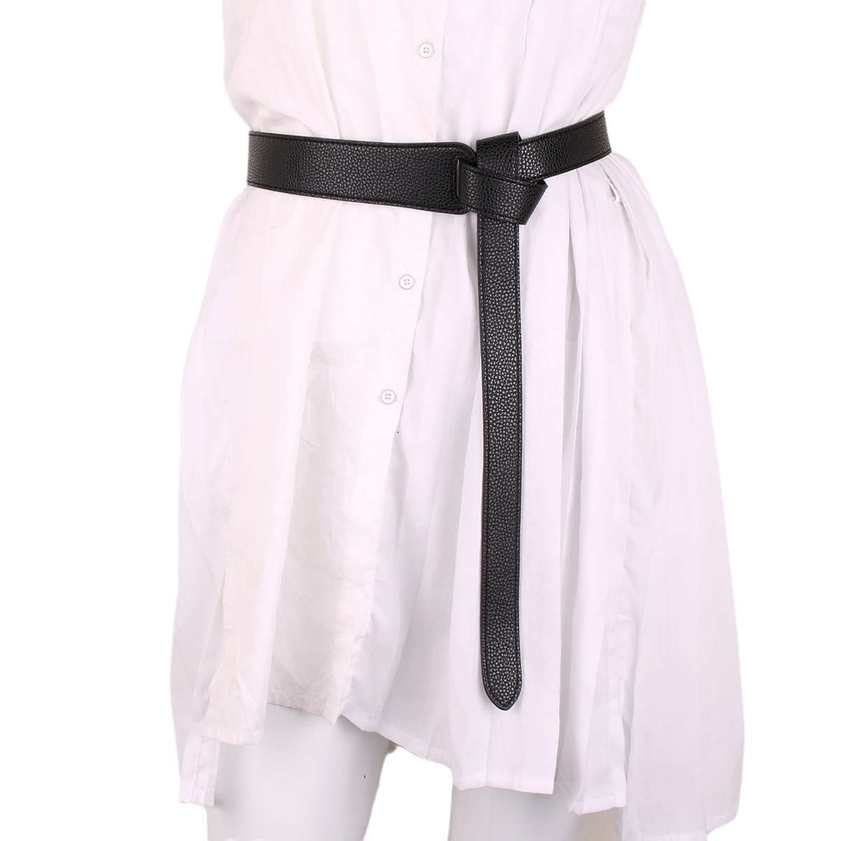 ベルト レディース レザーベルト シンプルなノットデザイン細身ベルト