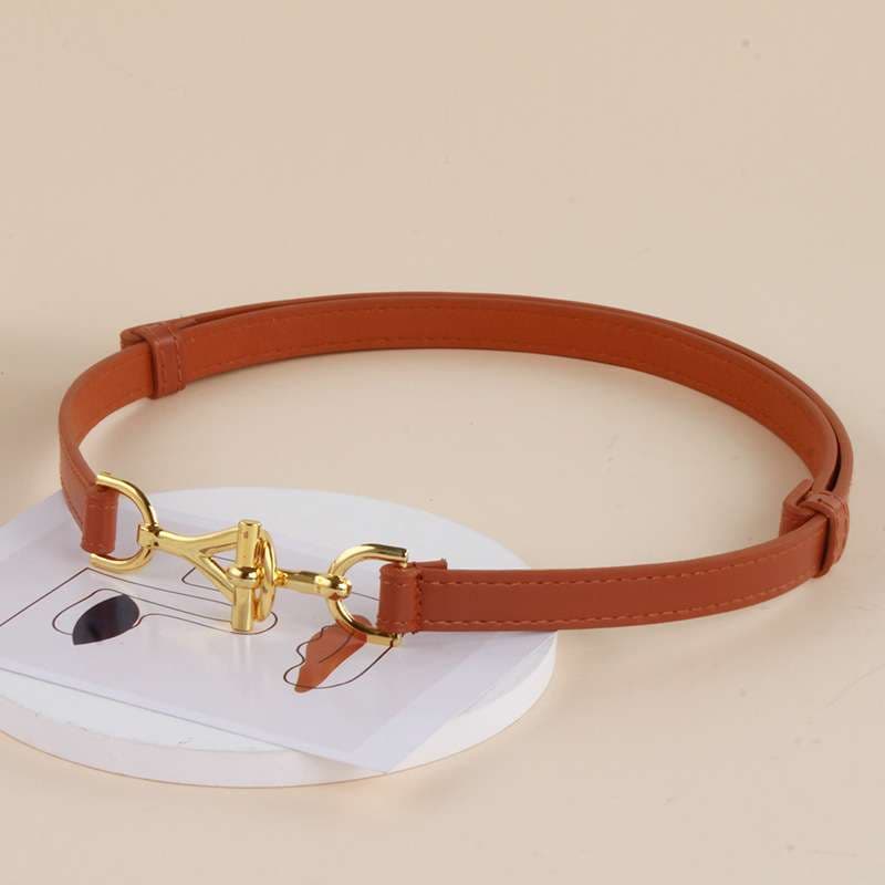 ベルト レディース レザーベルト 華奢なゴールド金具付きレザーベルト