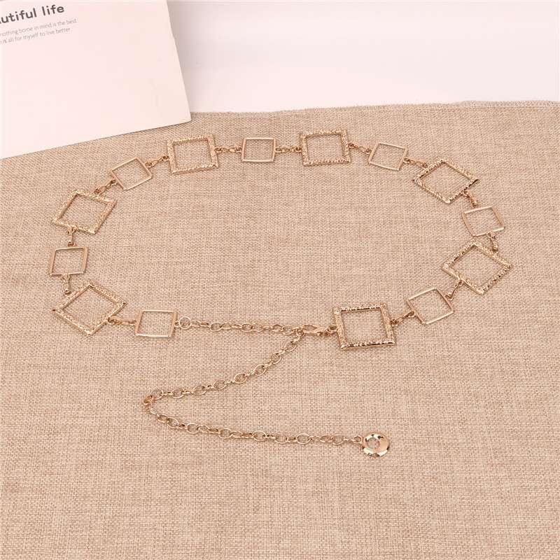 ベルト レディース チェーンベルト 幾何学デザイン チェーンウエストベルト