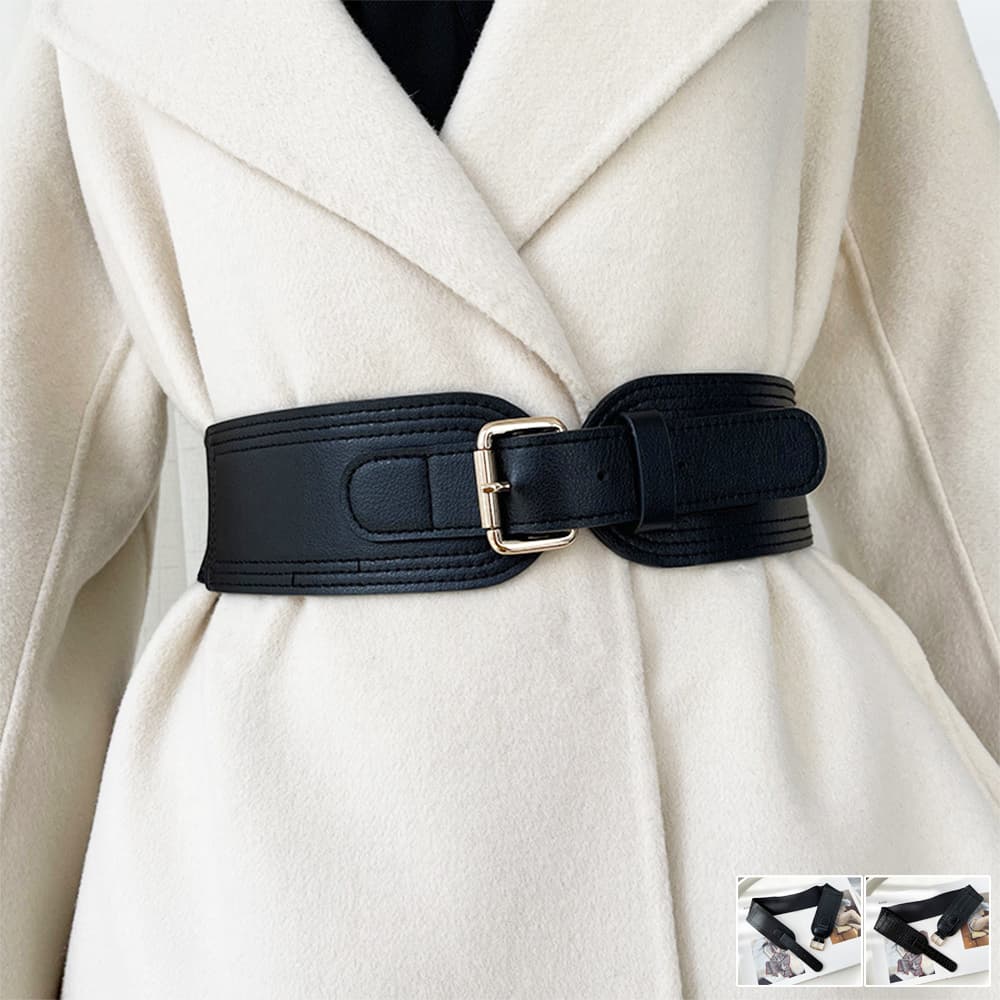 ベルト レディース ゴムベルト 幅広ゴムベルト レディース 高級感バックル