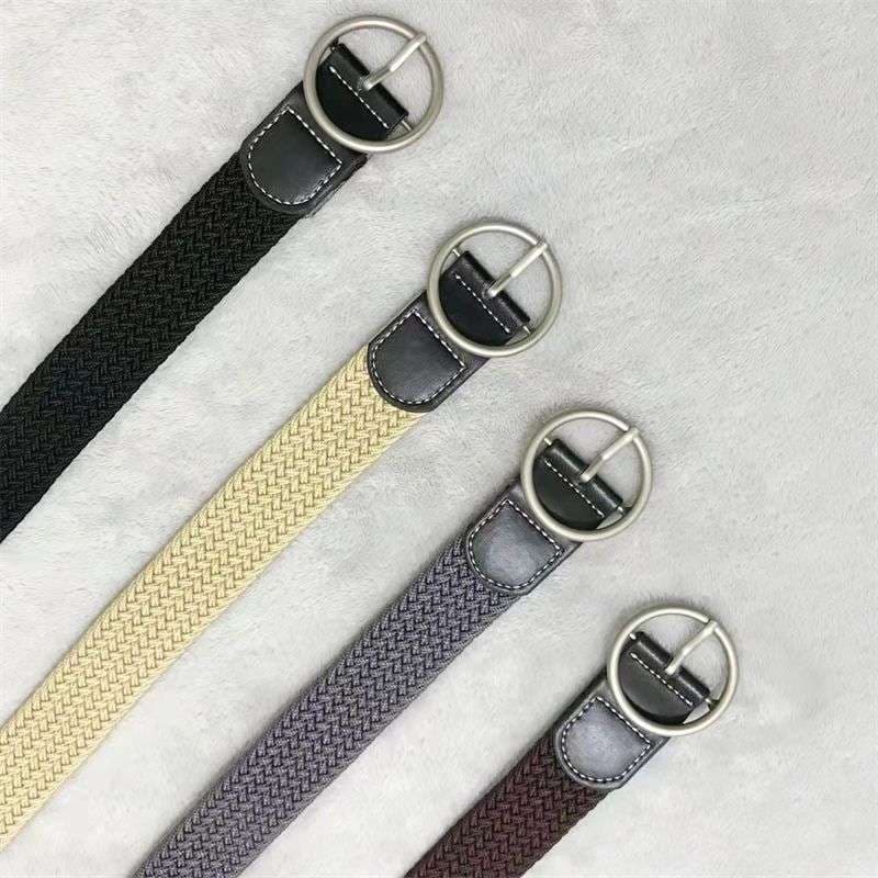 ベルト レディース メッシュベルト シンプル丸バックル編み込みベルト