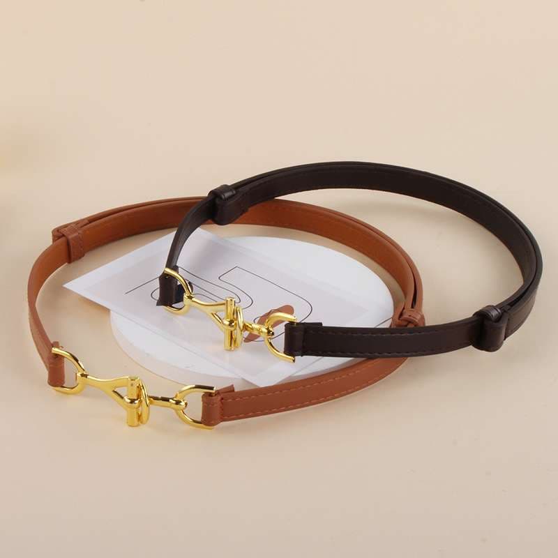 ベルト レディース レザーベルト 華奢なゴールド金具付きレザーベルト