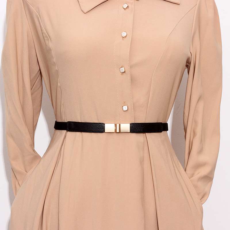 ベルト レディース ゴムベルト 細身ゴムベルト ゴールド留め具付き