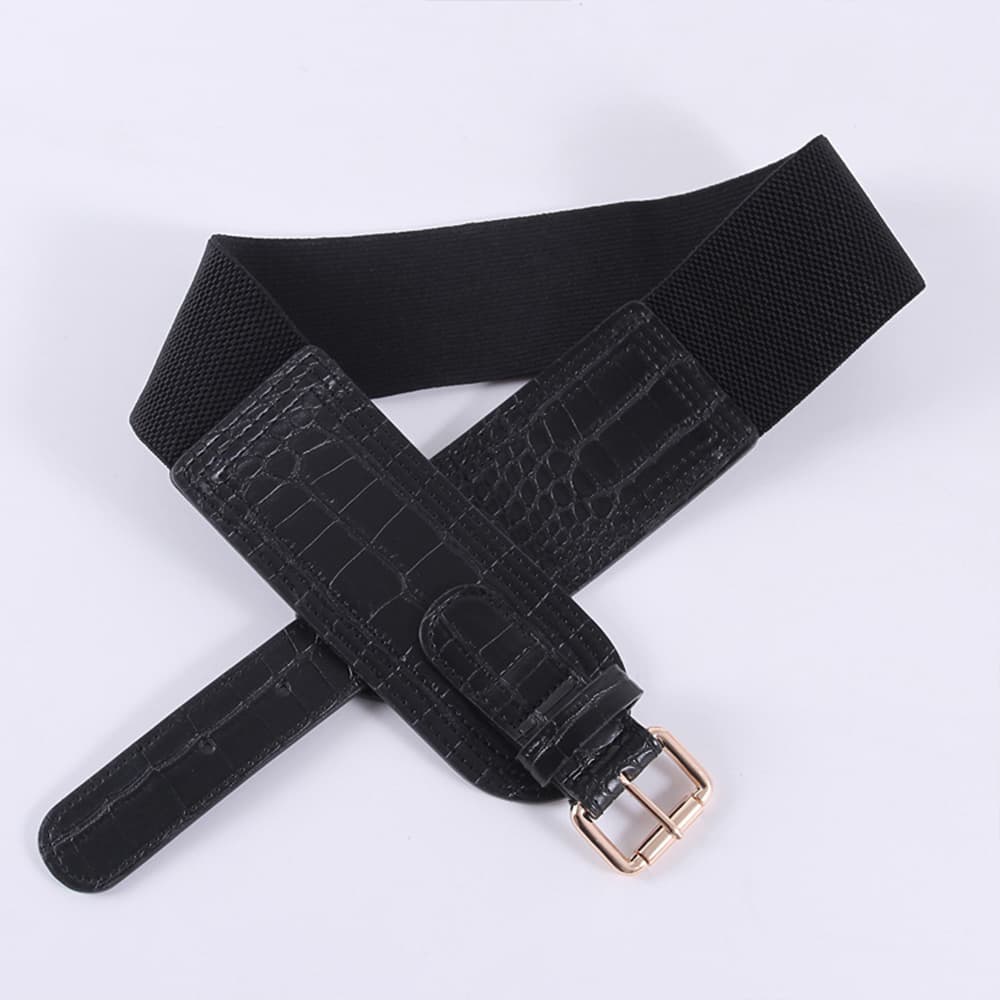 ベルト レディース ゴムベルト 幅広ゴムベルト レディース 高級感バックル