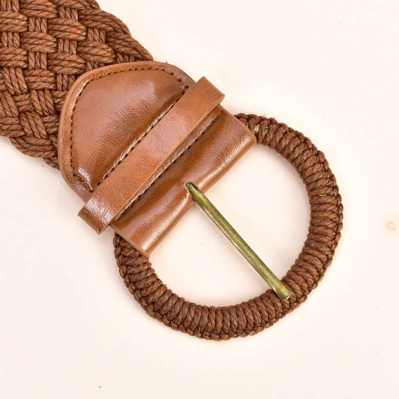 ベルト レディース メッシュベルト 編み込みウエストマーク