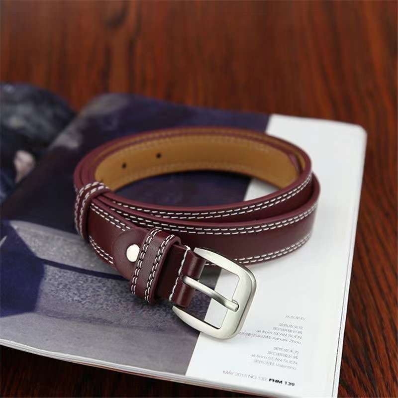 ベルト レディース レザーベルト シンプル上品 ステッチ入りレザーベルト