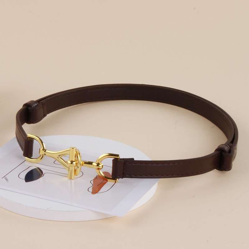 ベルト レディース レザーベルト 華奢なゴールド金具付きレザーベルト