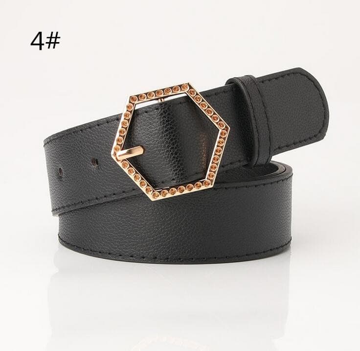 レディース ベルト 六角形バックル レディース レザーベルト ウエストマーク
