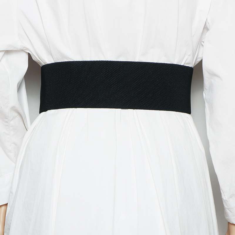 ベルト レディース ゴムベルト 真珠飾りバックルのウエストベルト