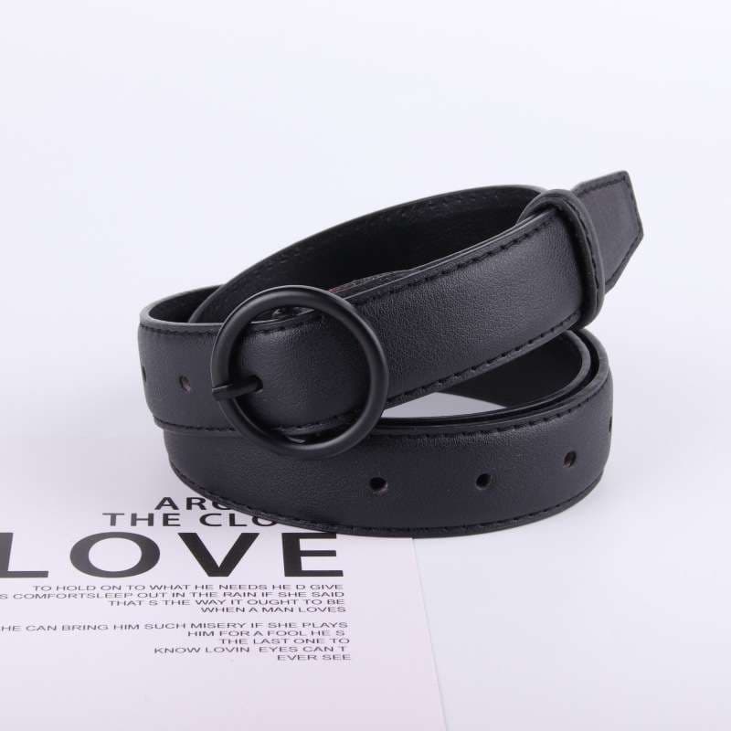 ベルト レディース レザーベルト シンプル丸バックルレザーベルト