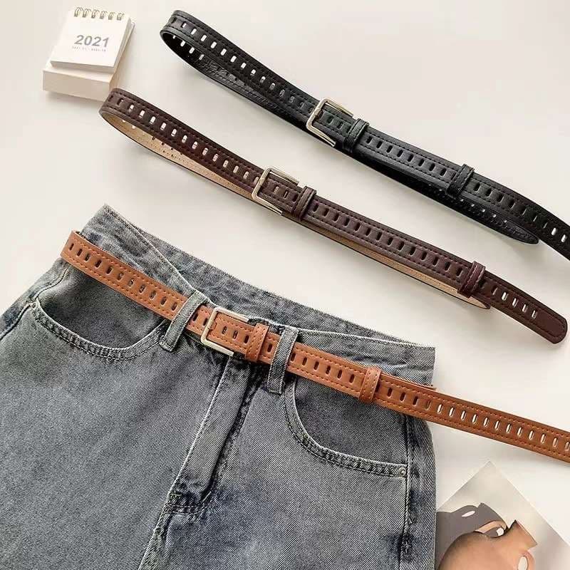 ベルト レディース レザーベルト パンチングデザインレザーベルト