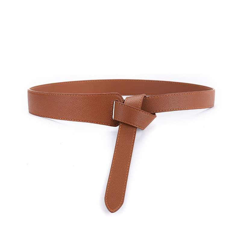 ベルト レディース レザーベルト シンプルなノットデザイン細身ベルト