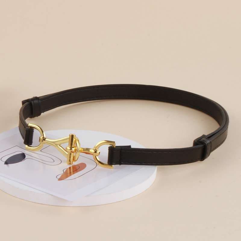 ベルト レディース レザーベルト 華奢なゴールド金具付きレザーベルト