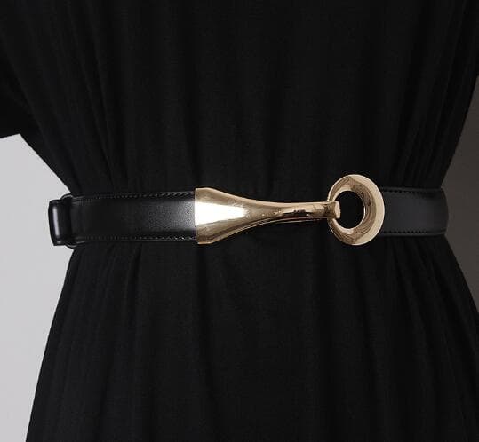 レディース ベルト 女性用レザーベルト 金具リング付き合成皮革