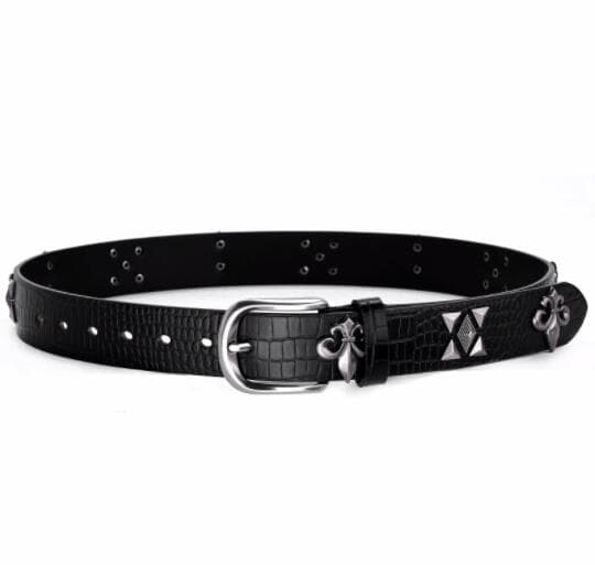 レディース ベルト レディース レザーベルト 黒 スタッズ付き 朋克風 装飾金具